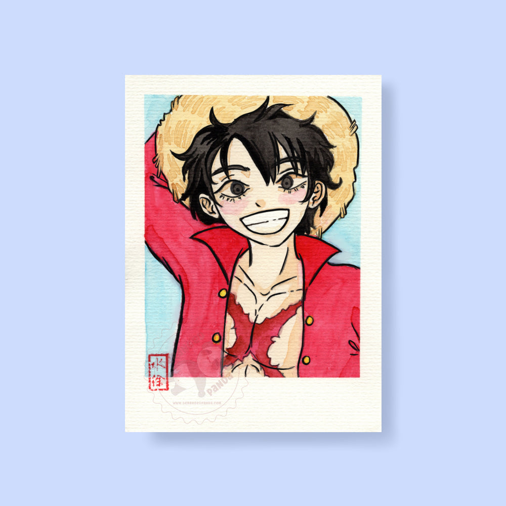 Pirate Leader King Straw Hats Watercolour Print