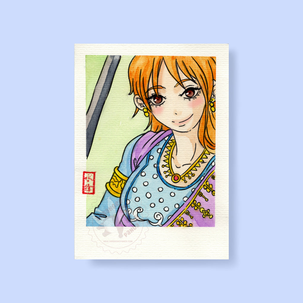 Pirate thief Straw Hats Girl watercolour art print